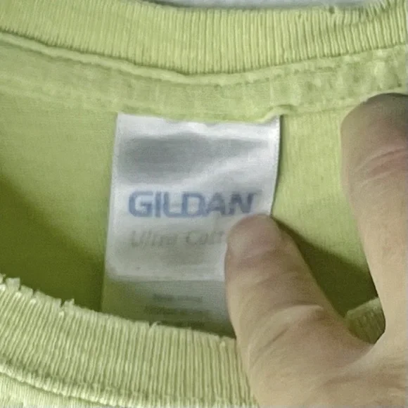 GILDAN NEW YORK LIFE Women’s Lime Green Egg Bowl T-shirt w Rabbit Ears Size S - Picture 3 of 5